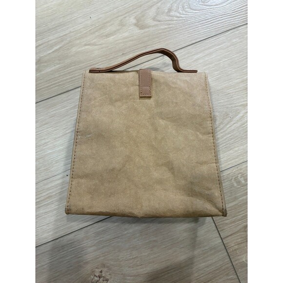 Kraft Paper Insulated Lunch Bag with Utensil Graphic - Reusable Brown Bag - Picture 2 of 5